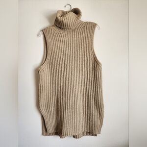 Sleeveless Ribbed Turtleneck Sweater
